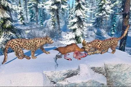 北极豹家族雪林模拟(Snow Leopard Family Sim)